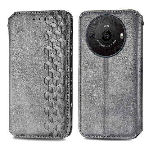 Coque Portefeuille Livre Cuir Etui Clapet S01D pour Sharp Aquos R8 Pro Gris