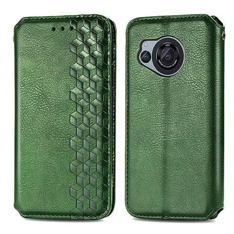 Coque Portefeuille Livre Cuir Etui Clapet S01D pour Sharp Aquos R8 Vert