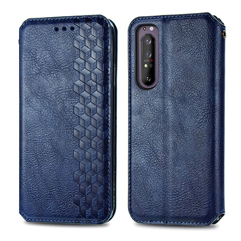 Coque Portefeuille Livre Cuir Etui Clapet S01D pour Sony Xperia 1 II Bleu