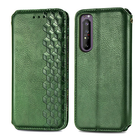 Coque Portefeuille Livre Cuir Etui Clapet S01D pour Sony Xperia 1 II Vert