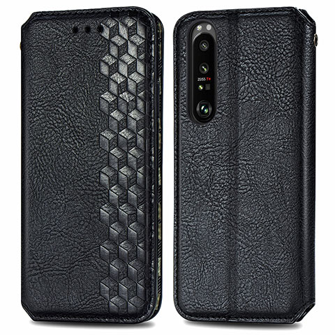 Coque Portefeuille Livre Cuir Etui Clapet S01D pour Sony Xperia 1 III Noir