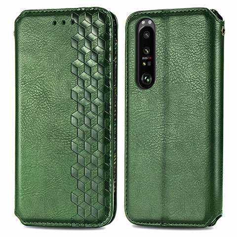 Coque Portefeuille Livre Cuir Etui Clapet S01D pour Sony Xperia 1 III Vert