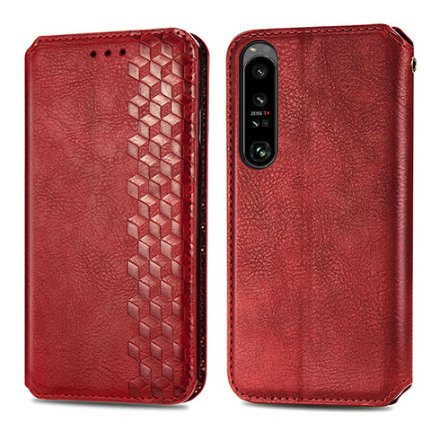 Coque Portefeuille Livre Cuir Etui Clapet S01D pour Sony Xperia 1 IV Rouge