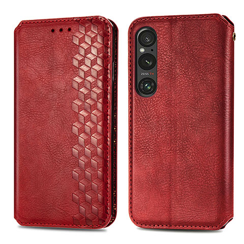 Coque Portefeuille Livre Cuir Etui Clapet S01D pour Sony Xperia 1 V Rouge