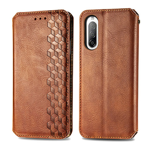 Coque Portefeuille Livre Cuir Etui Clapet S01D pour Sony Xperia 10 II Marron