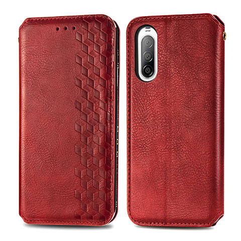 Coque Portefeuille Livre Cuir Etui Clapet S01D pour Sony Xperia 10 II Rouge