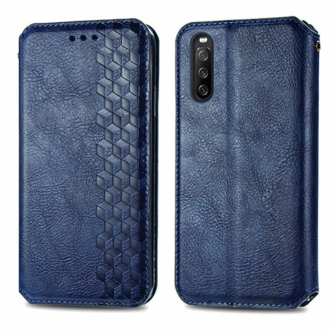 Coque Portefeuille Livre Cuir Etui Clapet S01D pour Sony Xperia 10 III Lite Bleu