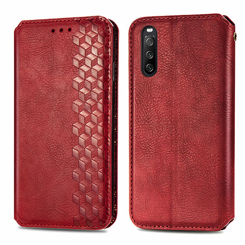 Coque Portefeuille Livre Cuir Etui Clapet S01D pour Sony Xperia 10 III Lite Rouge