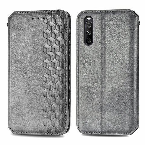 Coque Portefeuille Livre Cuir Etui Clapet S01D pour Sony Xperia 10 III SOG04 Gris