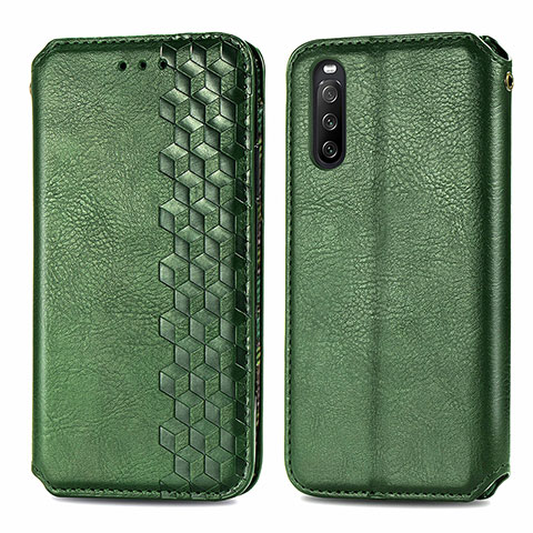 Coque Portefeuille Livre Cuir Etui Clapet S01D pour Sony Xperia 10 III SOG04 Vert