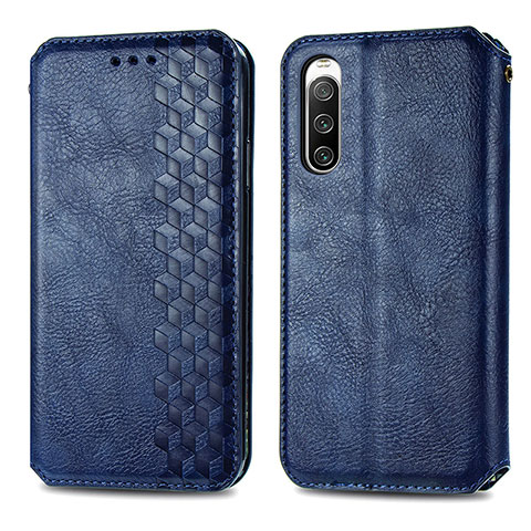 Coque Portefeuille Livre Cuir Etui Clapet S01D pour Sony Xperia 10 IV Bleu