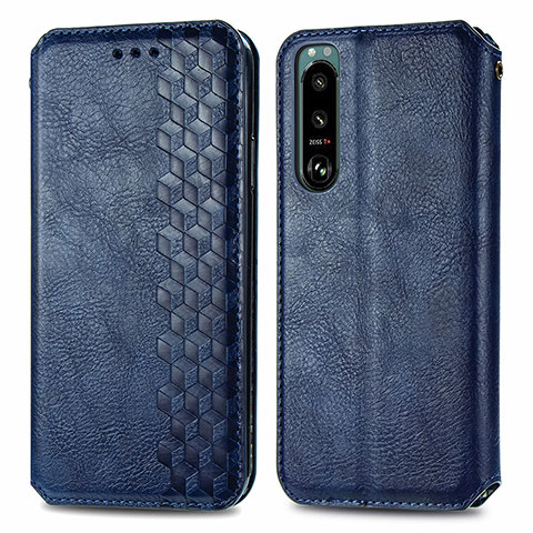 Coque Portefeuille Livre Cuir Etui Clapet S01D pour Sony Xperia 5 III Bleu