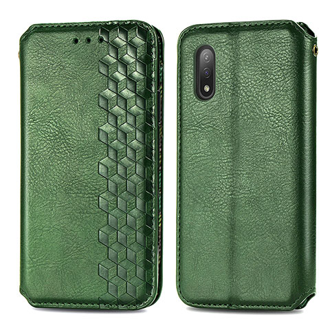 Coque Portefeuille Livre Cuir Etui Clapet S01D pour Sony Xperia Ace II SO-41B Vert