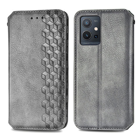 Coque Portefeuille Livre Cuir Etui Clapet S01D pour Vivo iQOO Z6 5G Gris