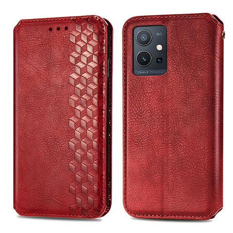 Coque Portefeuille Livre Cuir Etui Clapet S01D pour Vivo iQOO Z6 5G Rouge