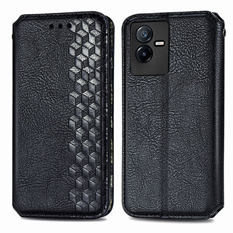 Coque Portefeuille Livre Cuir Etui Clapet S01D pour Vivo iQOO Z6x Noir