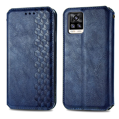 Coque Portefeuille Livre Cuir Etui Clapet S01D pour Vivo V20 Bleu