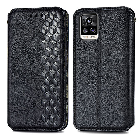 Coque Portefeuille Livre Cuir Etui Clapet S01D pour Vivo V20 Noir