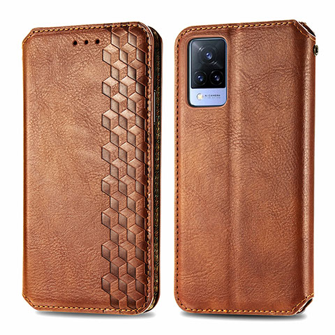 Coque Portefeuille Livre Cuir Etui Clapet S01D pour Vivo V21 5G Marron