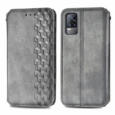 Coque Portefeuille Livre Cuir Etui Clapet S01D pour Vivo V21e 4G Gris