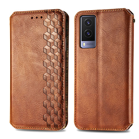 Coque Portefeuille Livre Cuir Etui Clapet S01D pour Vivo V21e 5G Marron