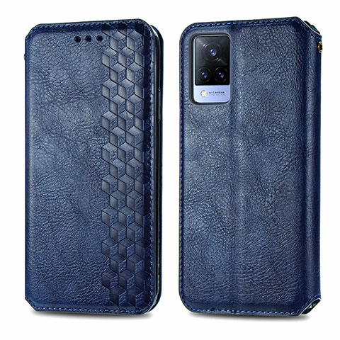 Coque Portefeuille Livre Cuir Etui Clapet S01D pour Vivo V21s 5G Bleu