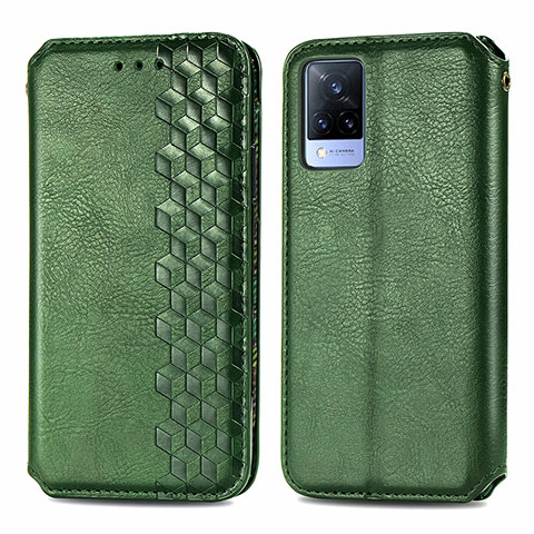 Coque Portefeuille Livre Cuir Etui Clapet S01D pour Vivo V21s 5G Vert