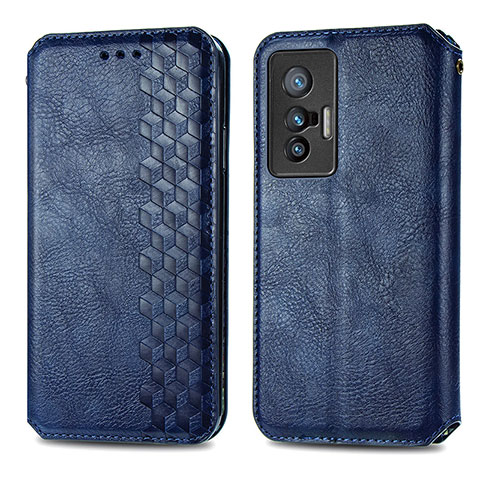 Coque Portefeuille Livre Cuir Etui Clapet S01D pour Vivo X70 5G Bleu