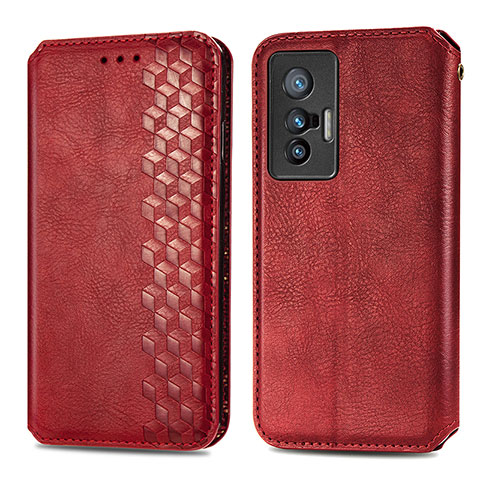 Coque Portefeuille Livre Cuir Etui Clapet S01D pour Vivo X70 5G Rouge