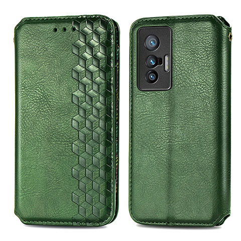 Coque Portefeuille Livre Cuir Etui Clapet S01D pour Vivo X70 5G Vert