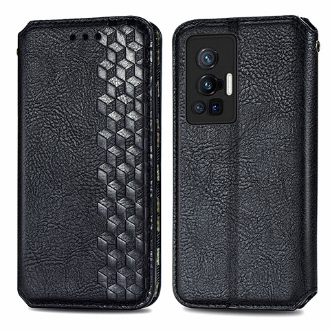 Coque Portefeuille Livre Cuir Etui Clapet S01D pour Vivo X70 Pro 5G Noir