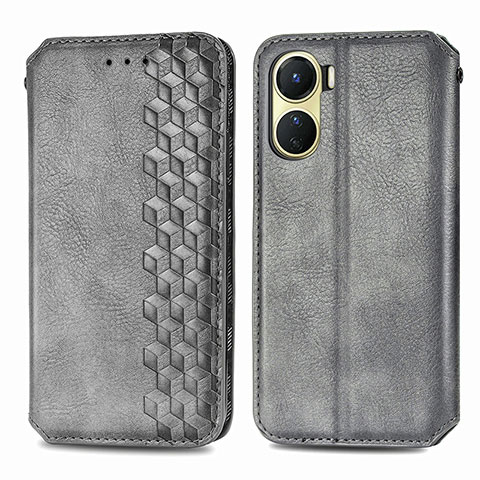 Coque Portefeuille Livre Cuir Etui Clapet S01D pour Vivo Y02S Gris