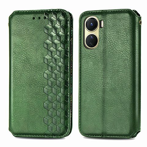 Coque Portefeuille Livre Cuir Etui Clapet S01D pour Vivo Y02S Vert