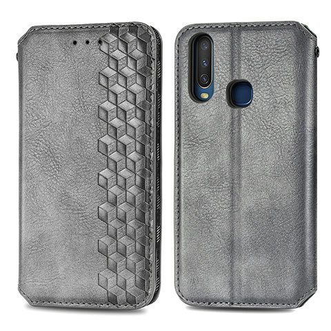 Coque Portefeuille Livre Cuir Etui Clapet S01D pour Vivo Y11 Gris