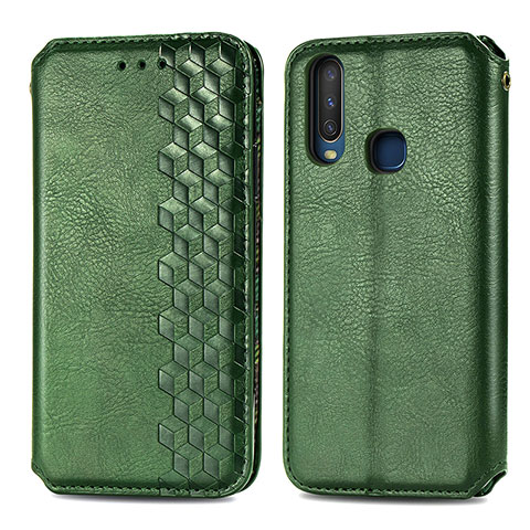 Coque Portefeuille Livre Cuir Etui Clapet S01D pour Vivo Y11 Vert