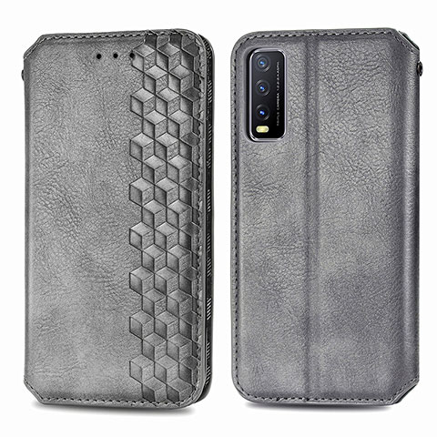 Coque Portefeuille Livre Cuir Etui Clapet S01D pour Vivo Y11s Gris