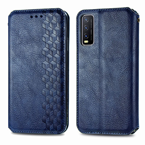 Coque Portefeuille Livre Cuir Etui Clapet S01D pour Vivo Y12A Bleu