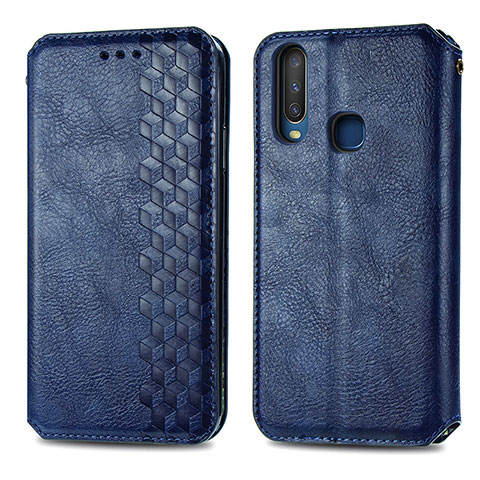 Coque Portefeuille Livre Cuir Etui Clapet S01D pour Vivo Y15 Bleu