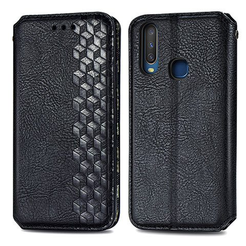 Coque Portefeuille Livre Cuir Etui Clapet S01D pour Vivo Y15 Noir