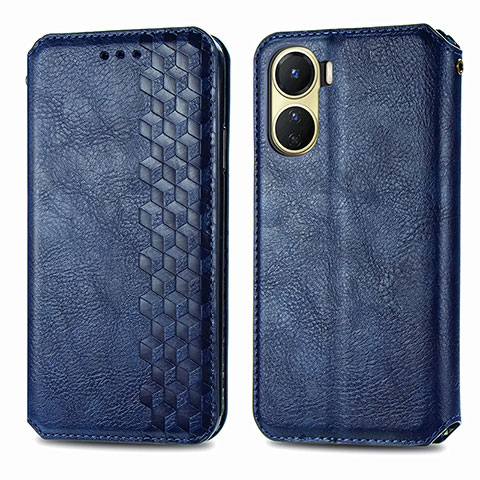 Coque Portefeuille Livre Cuir Etui Clapet S01D pour Vivo Y16 Bleu