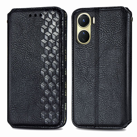 Coque Portefeuille Livre Cuir Etui Clapet S01D pour Vivo Y16 Noir