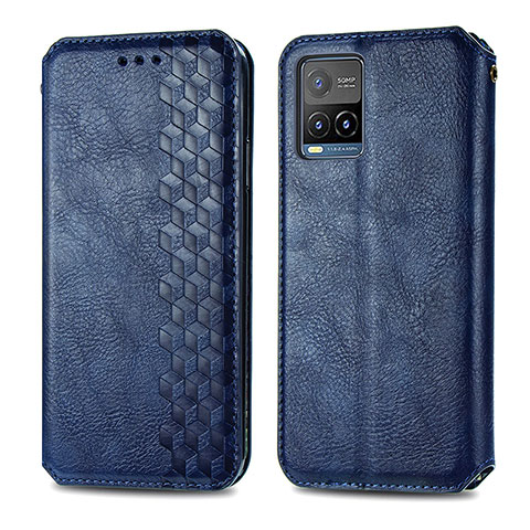 Coque Portefeuille Livre Cuir Etui Clapet S01D pour Vivo Y21a Bleu