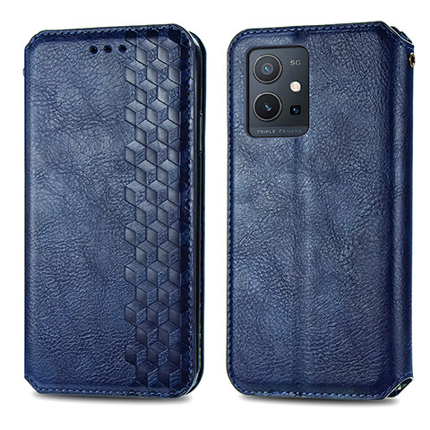 Coque Portefeuille Livre Cuir Etui Clapet S01D pour Vivo Y30 5G Bleu