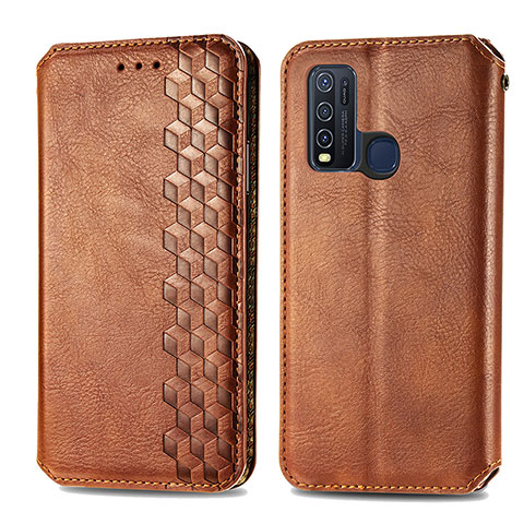 Coque Portefeuille Livre Cuir Etui Clapet S01D pour Vivo Y50 Marron