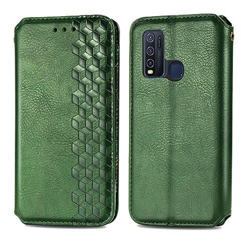 Coque Portefeuille Livre Cuir Etui Clapet S01D pour Vivo Y50 Vert