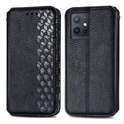 Coque Portefeuille Livre Cuir Etui Clapet S01D pour Vivo Y55s 5G Noir