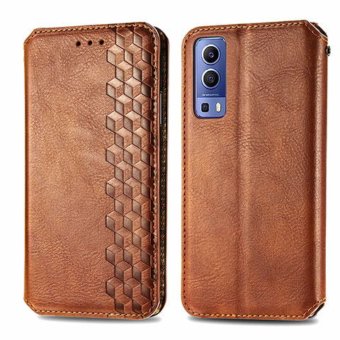 Coque Portefeuille Livre Cuir Etui Clapet S01D pour Vivo Y72 5G Marron