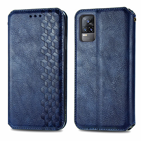 Coque Portefeuille Livre Cuir Etui Clapet S01D pour Vivo Y73 (2021) Bleu