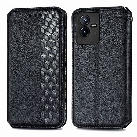 Coque Portefeuille Livre Cuir Etui Clapet S01D pour Vivo Y73t Noir