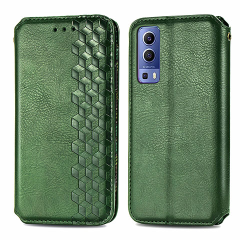 Coque Portefeuille Livre Cuir Etui Clapet S01D pour Vivo Y75s 5G Vert